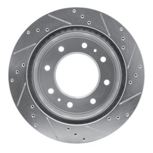 Chevrolet Silverado 2500 HD Classic Brake Rotor (1) - Rear Left - R1 Concepts - Drilled & Slotted - Silver - `11-`25